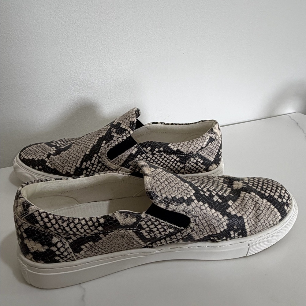 J.CREW Size 8.5 Factory Road Trip Snakeskin Slip-On Shoes Sneakers - Picture 2 of 10
